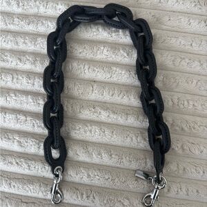 Coach Black Leather and silver Chain Strap